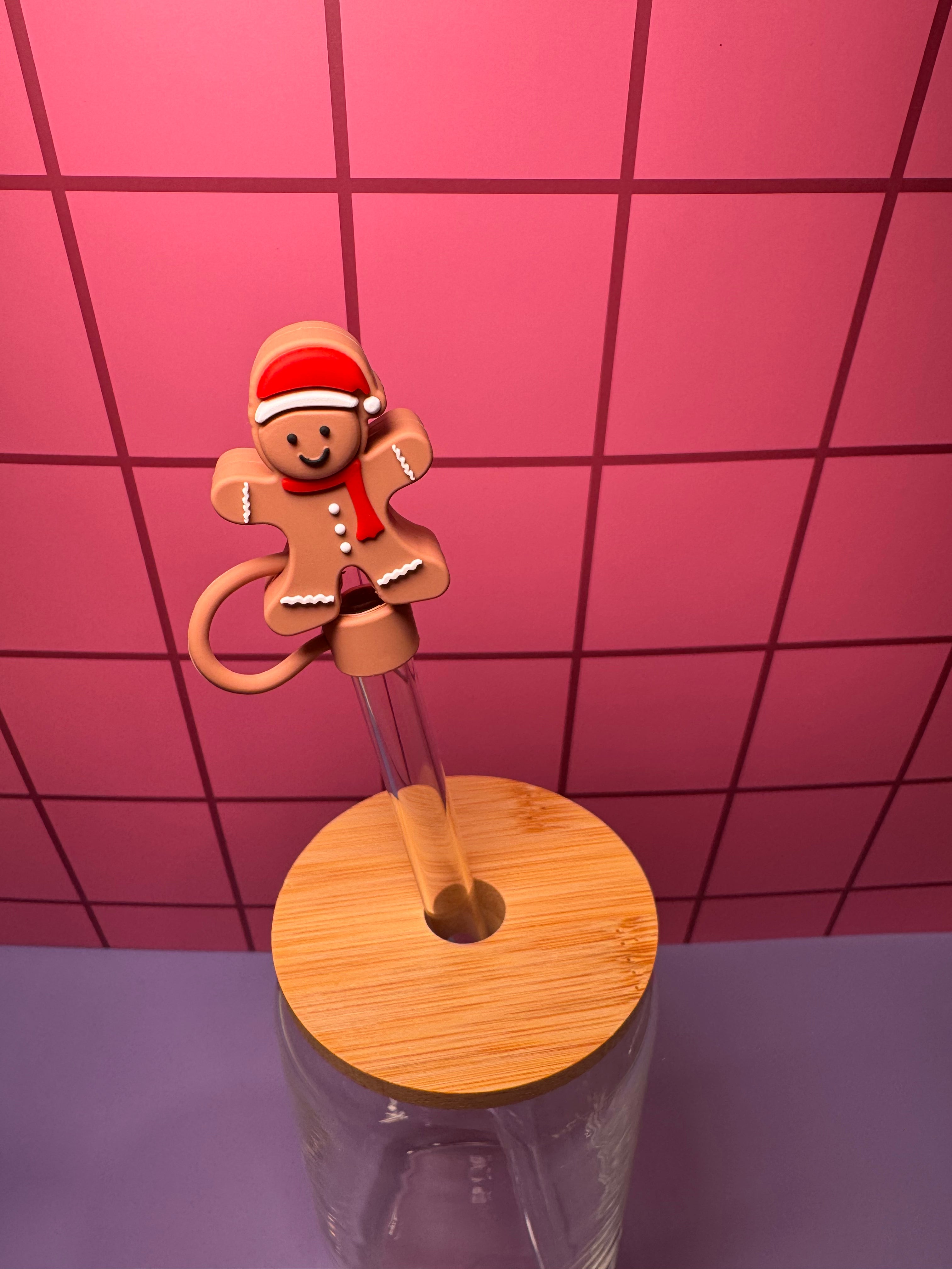 Gingerbread Man 3D Straw Topper