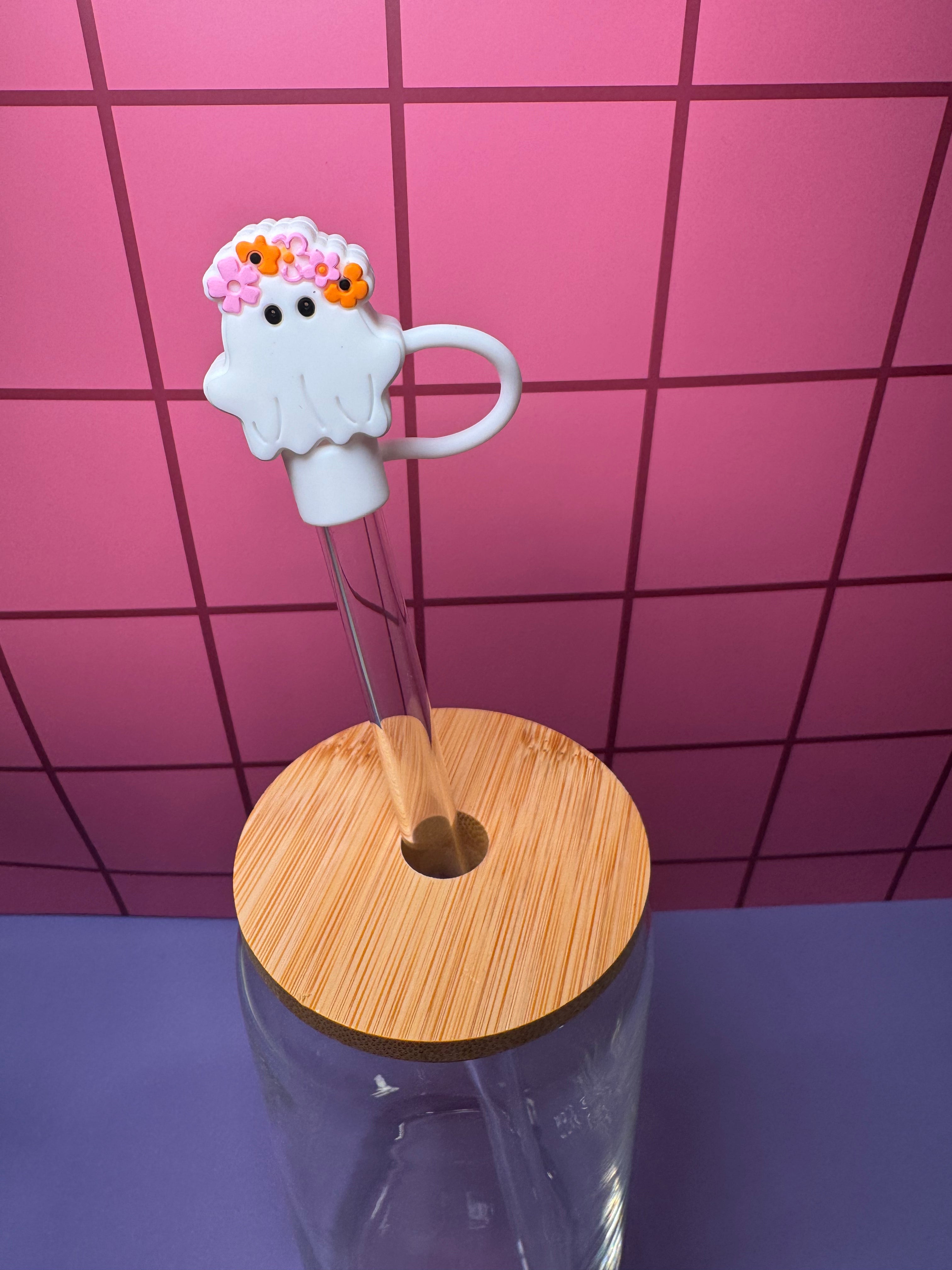 Flower Tiara Ghost 3D Straw Topper