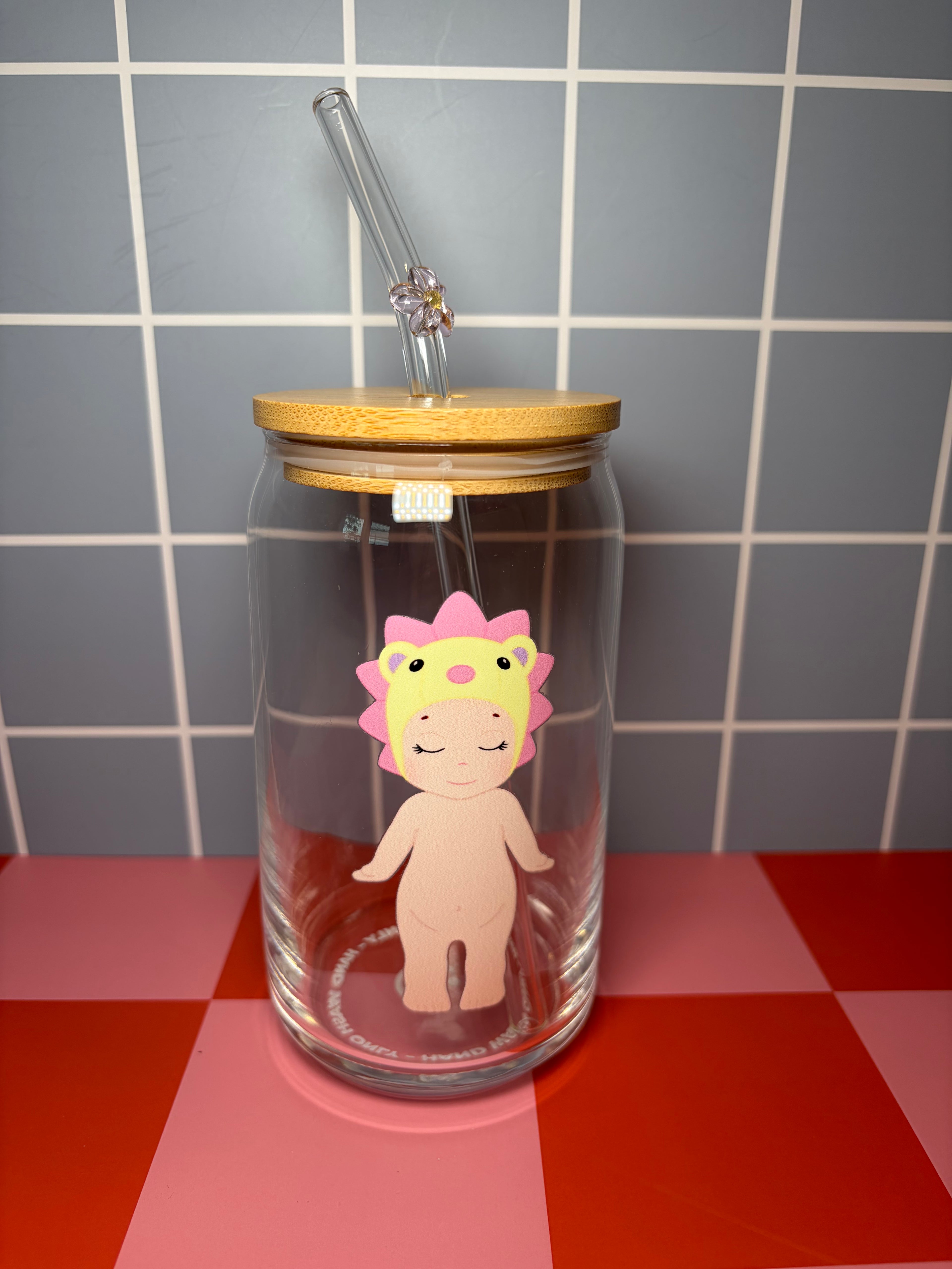 Sonny angel glass can with accent straw