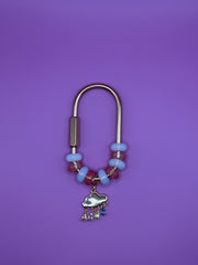 Red and Blue Beads with Rain Clouds - Small Bag Charm