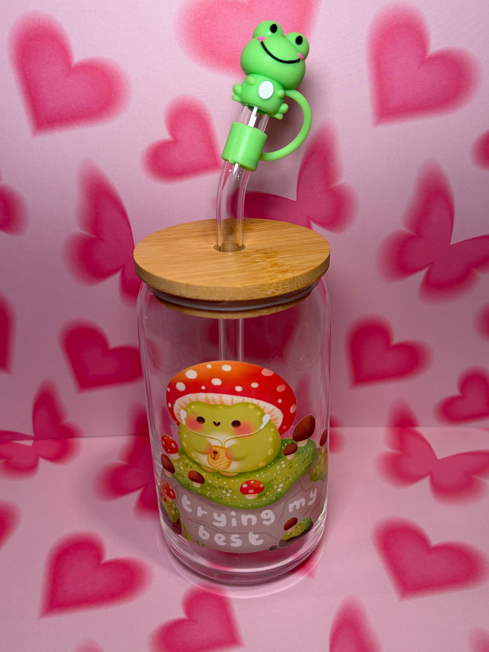 Trying my best frog - 16 Oz Glass Can