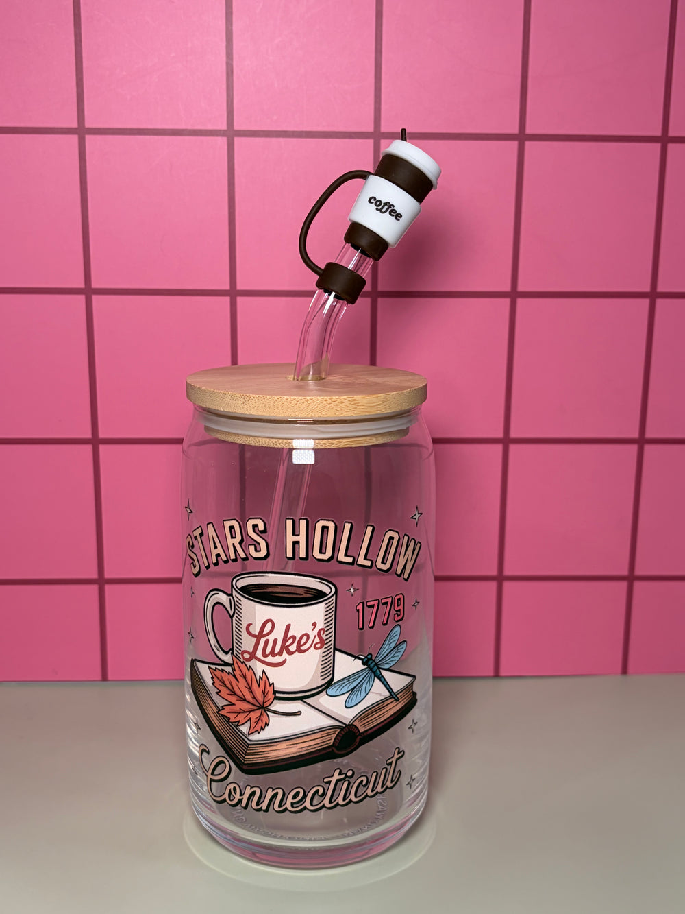 Stars Hollow Connecticut- 16 Oz Glass Can