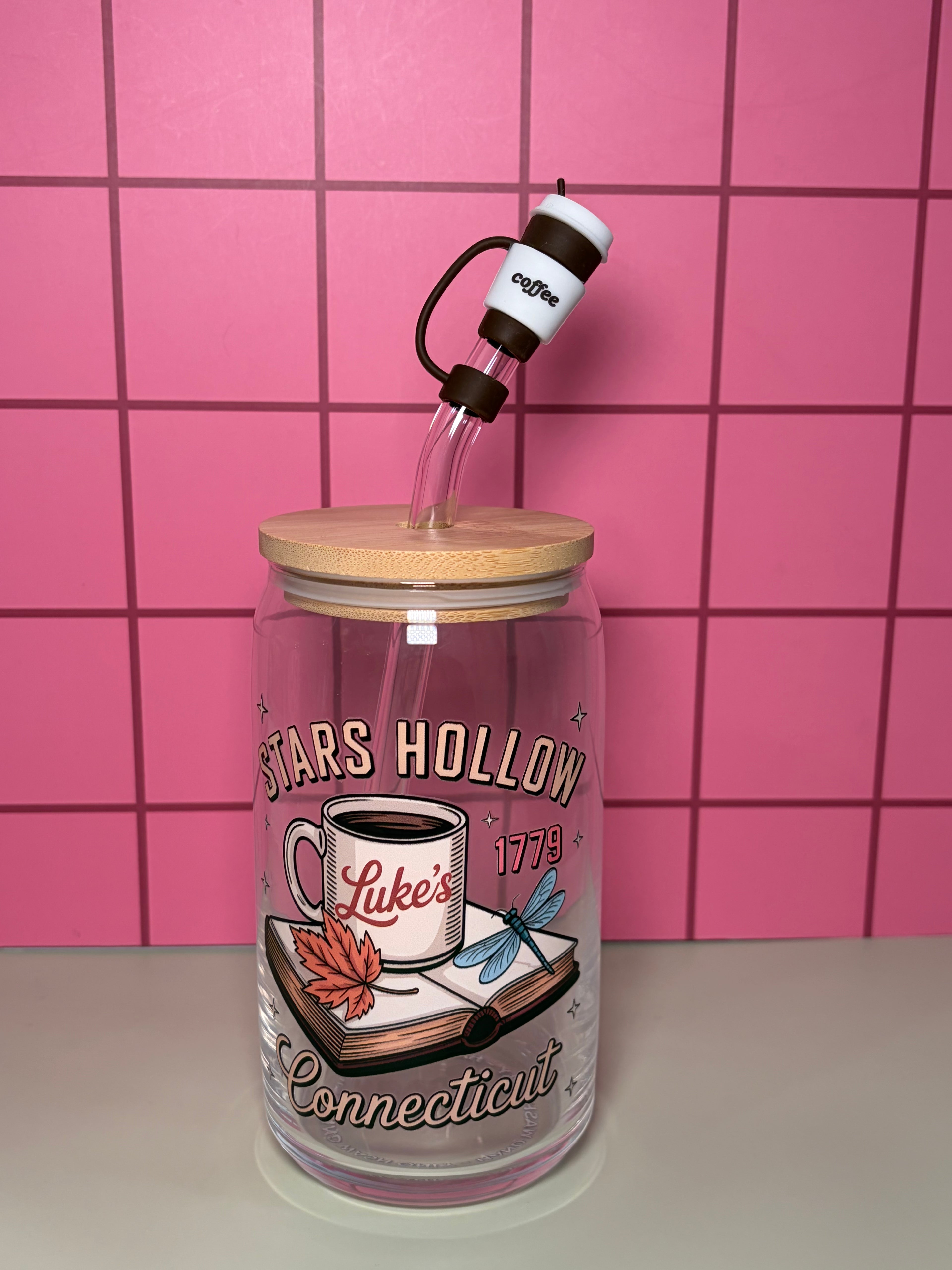 Stars Hollow Connecticut- 16 Oz Glass Can