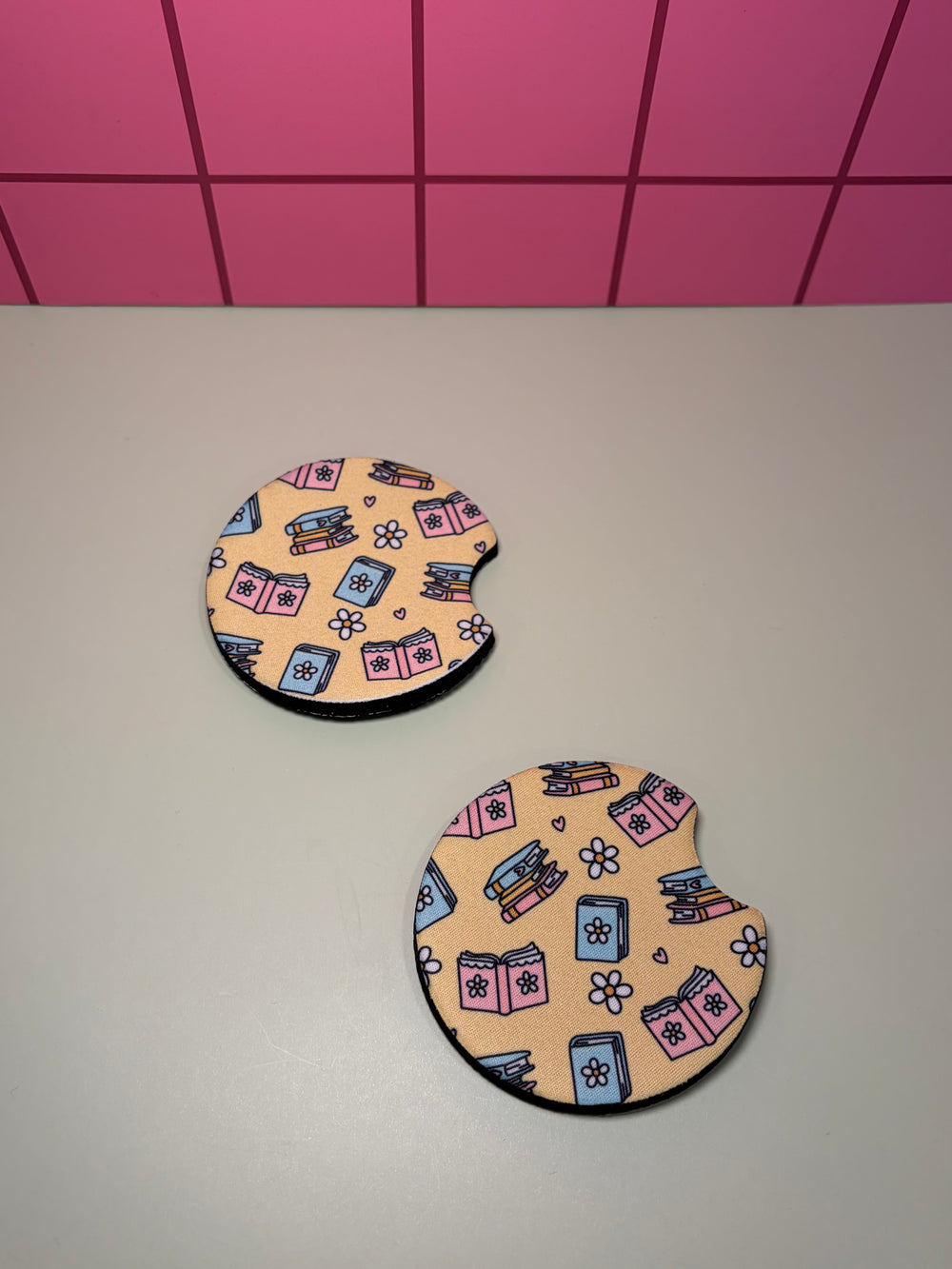 Books & Flowers - Car Coaster (Pack of 2)