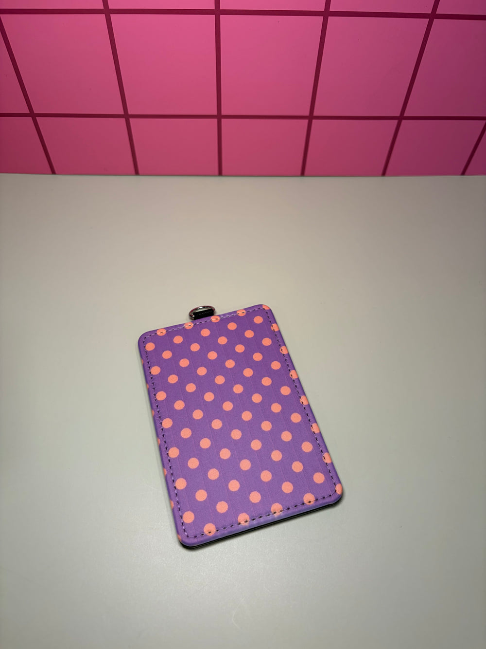 Purple & Pink Polka Dots - ID Badge Holder with Lanyard