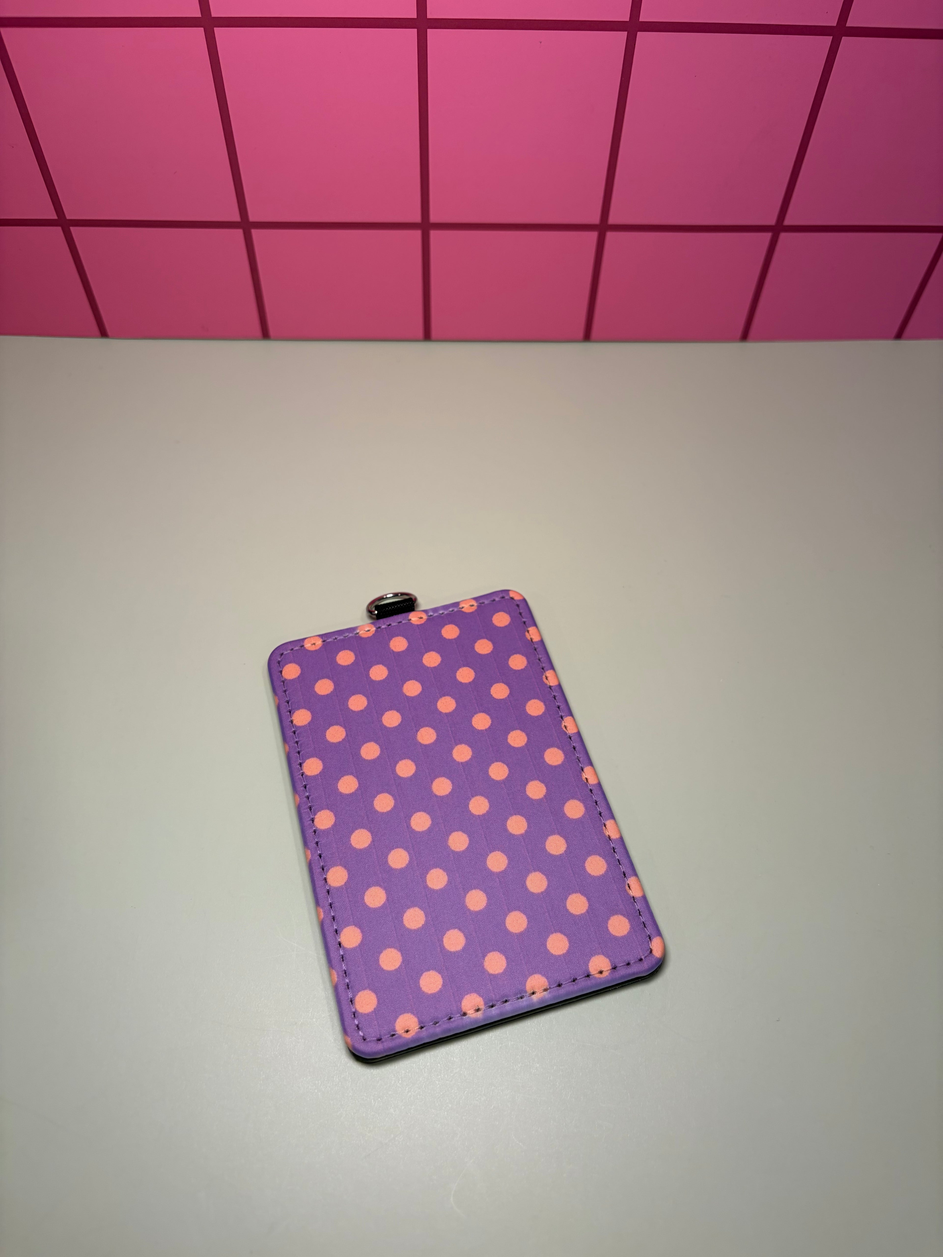 Purple & Pink Polka Dots - ID Badge Holder with Lanyard