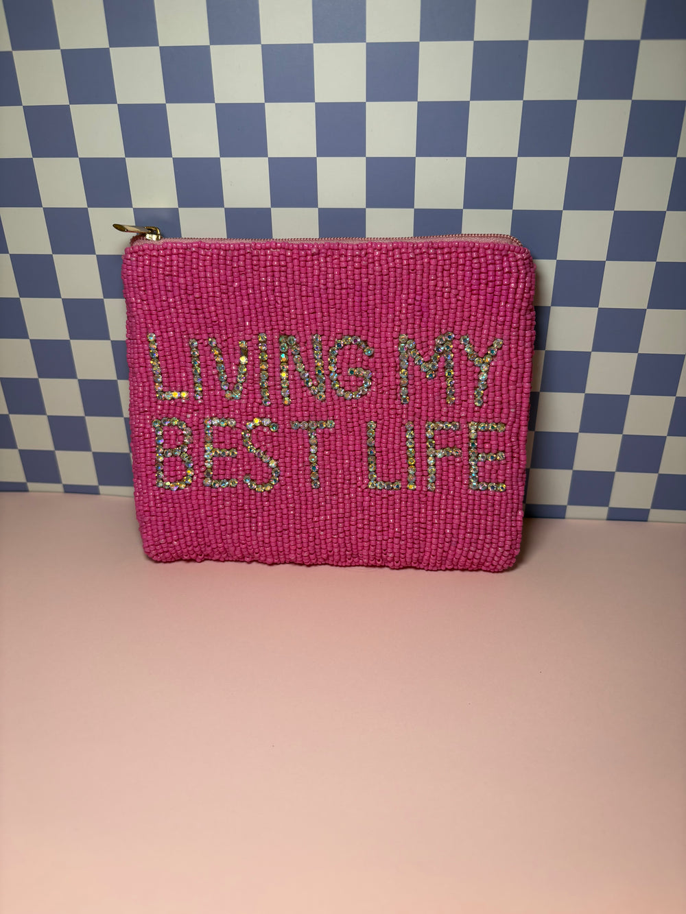 Living My Best Life (Gem) - Medium Beaded Pouch