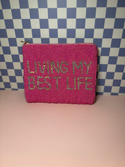 Living My Best Life (Gem) - Medium Beaded Pouch