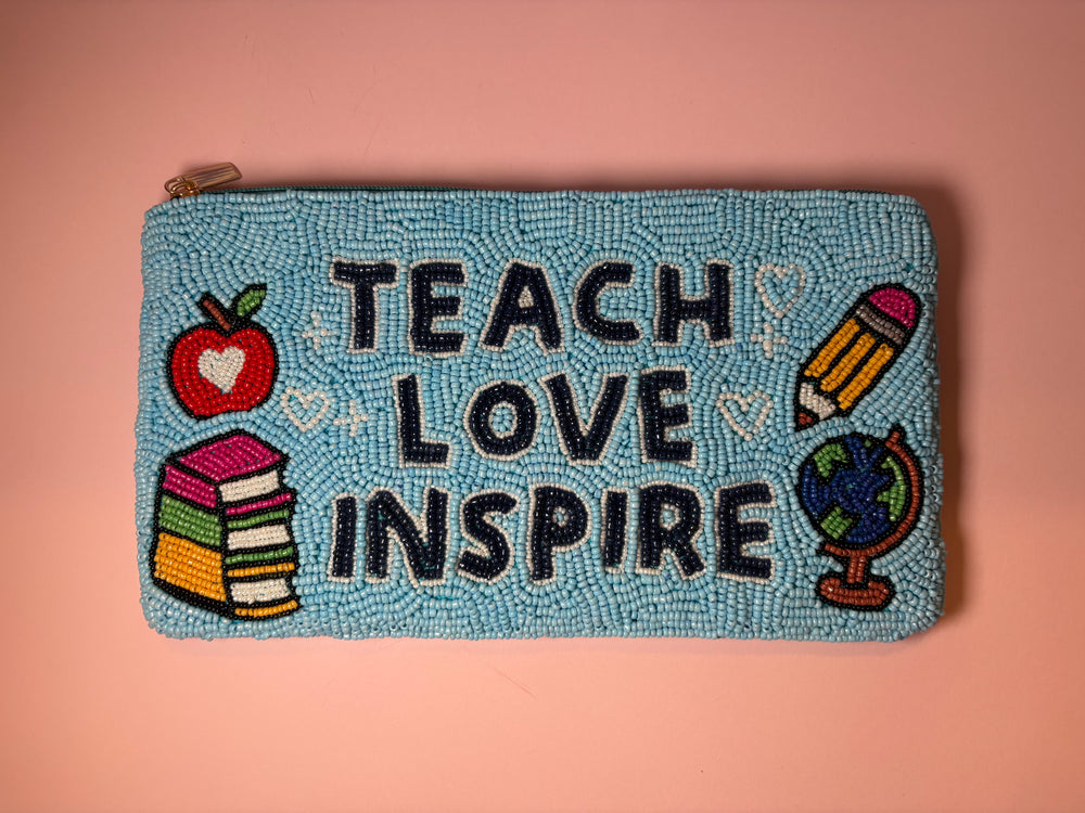 Teach Love Inspire - Large Beaded Pouch