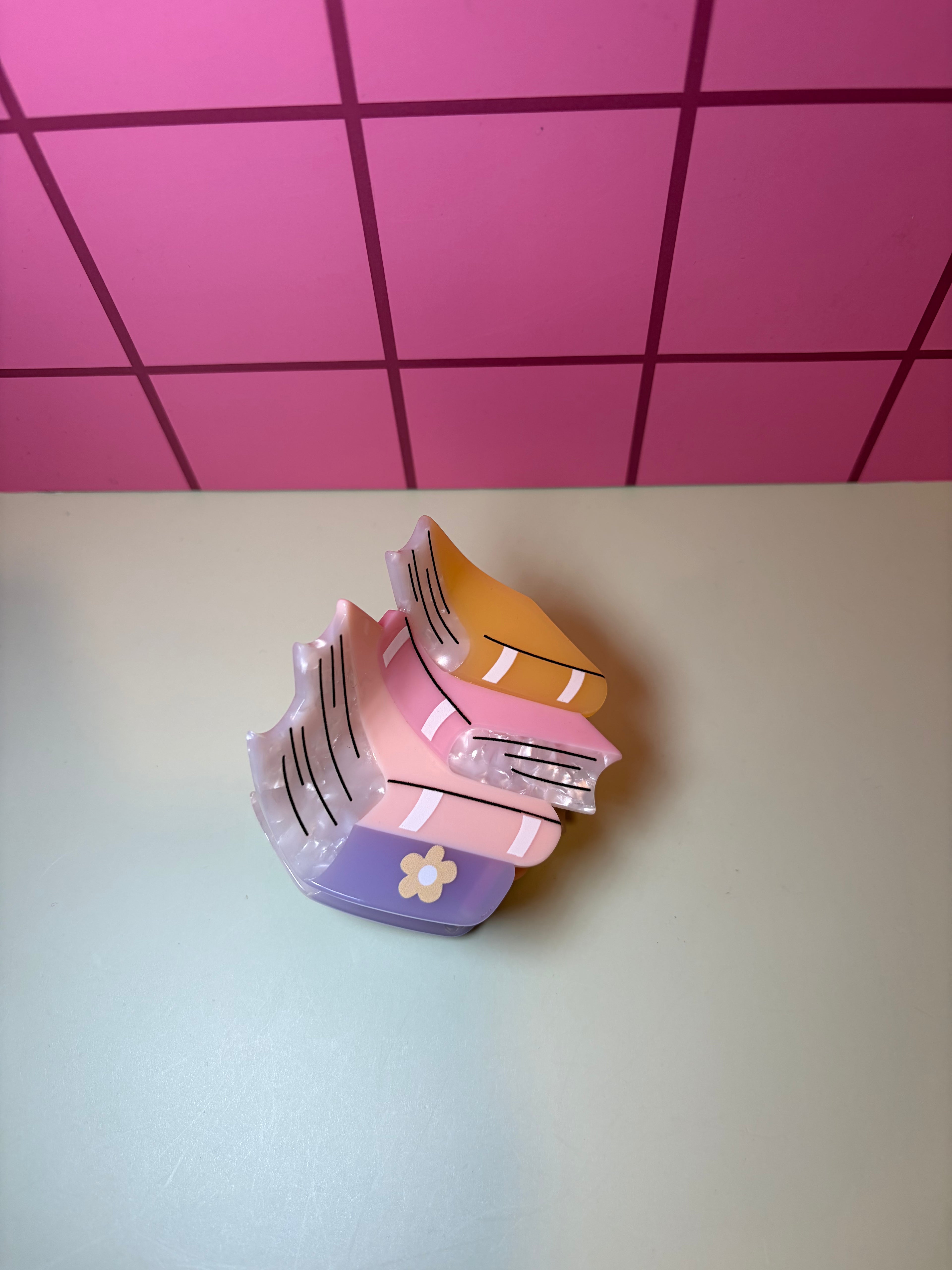 Girly book stack- Claw Clip