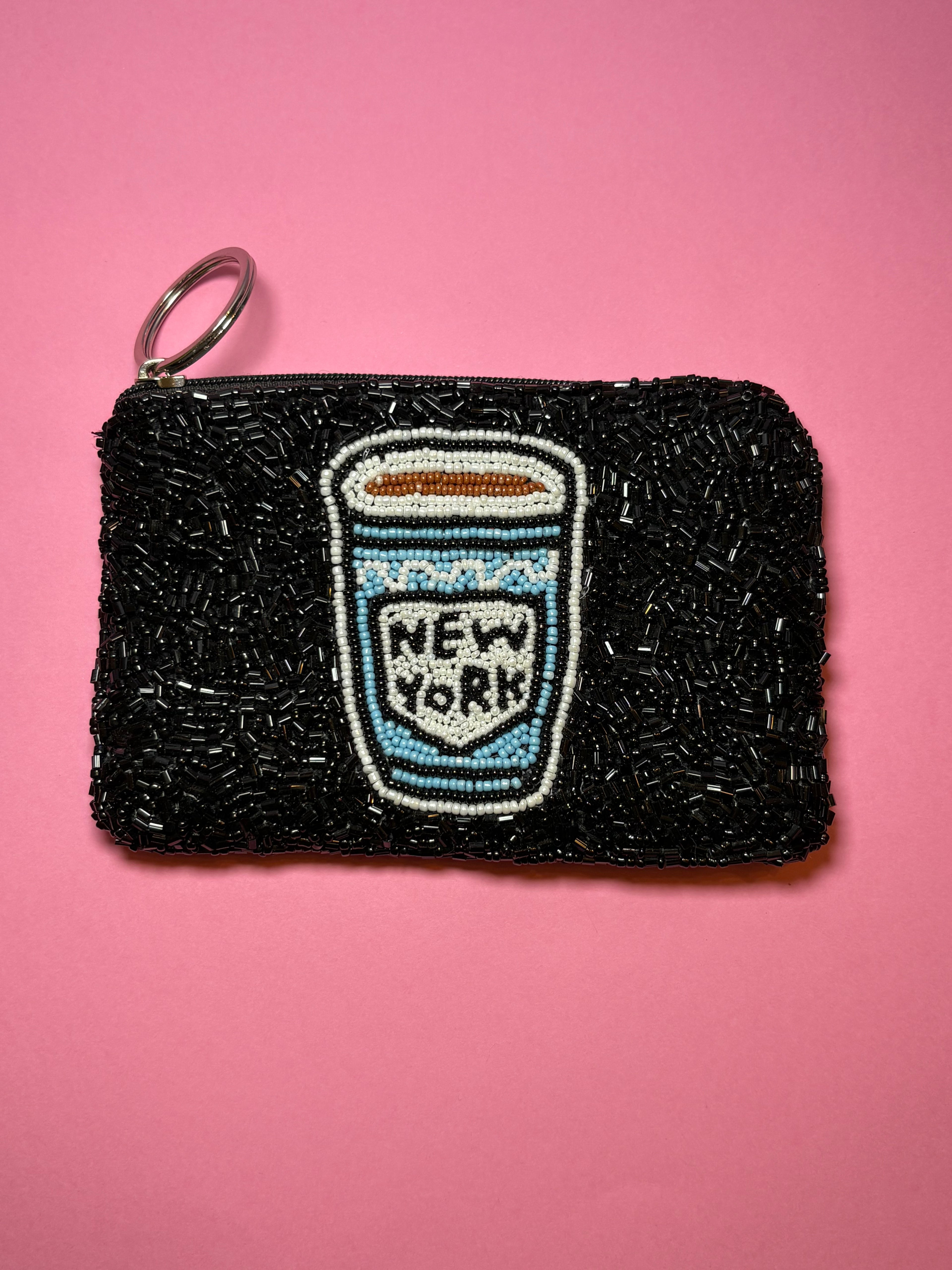 NY Coffee Cup - Small Beaded Pouch