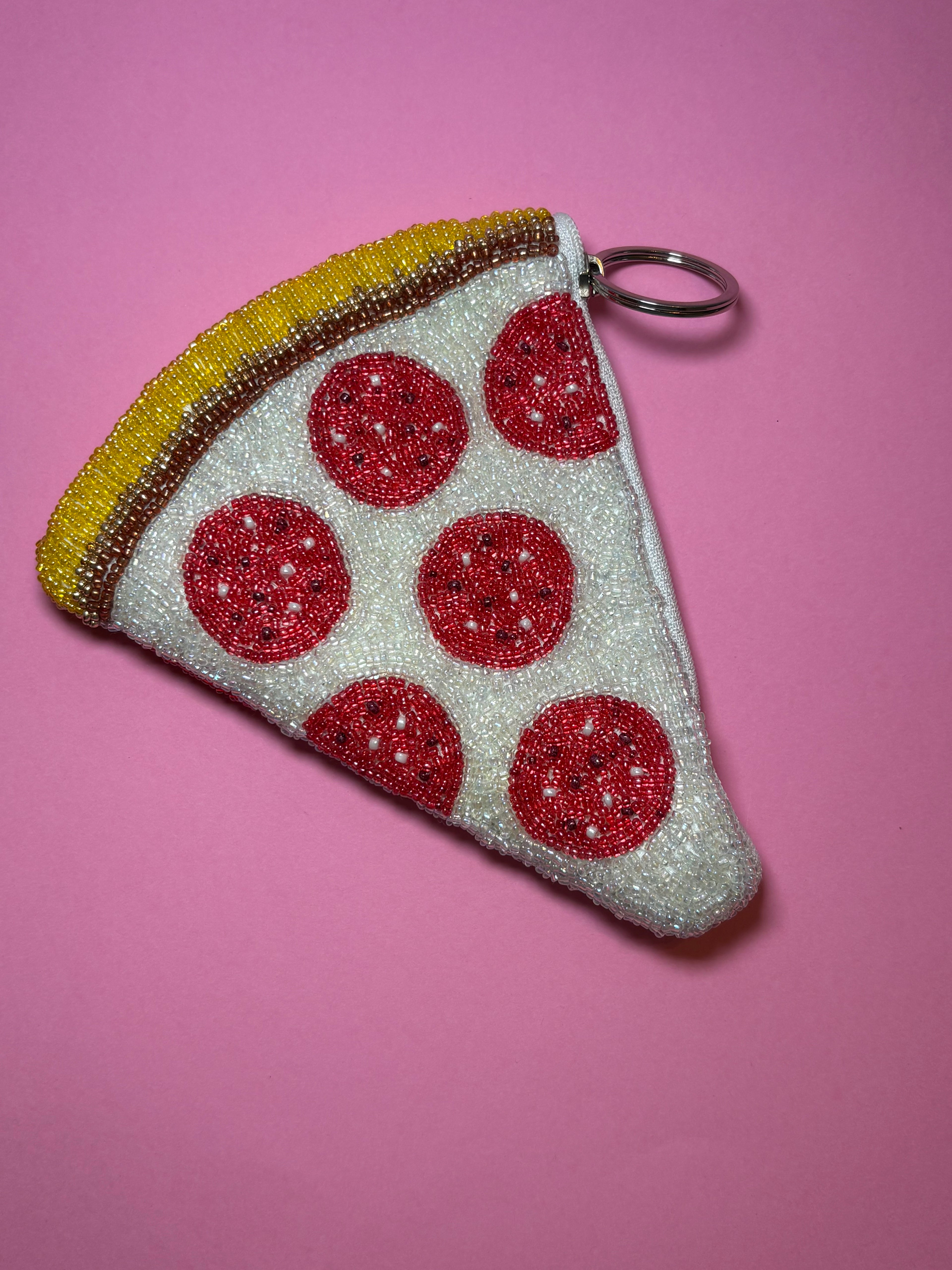 Pizza - Small Beaded Pouch