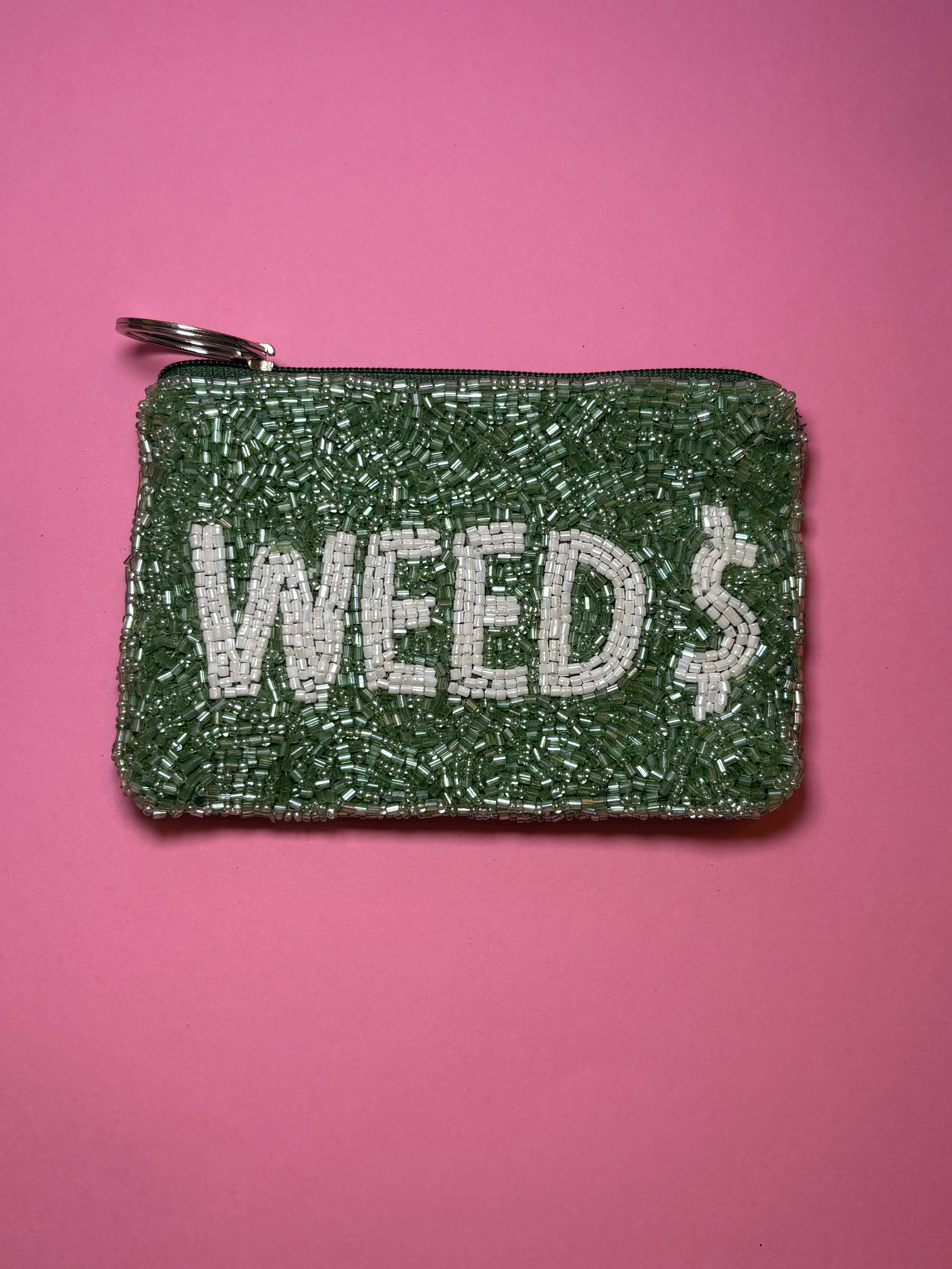 Weed $ - Small Beaded Pouch