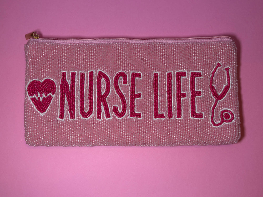 Nurse Life - Large Beaded Pouch