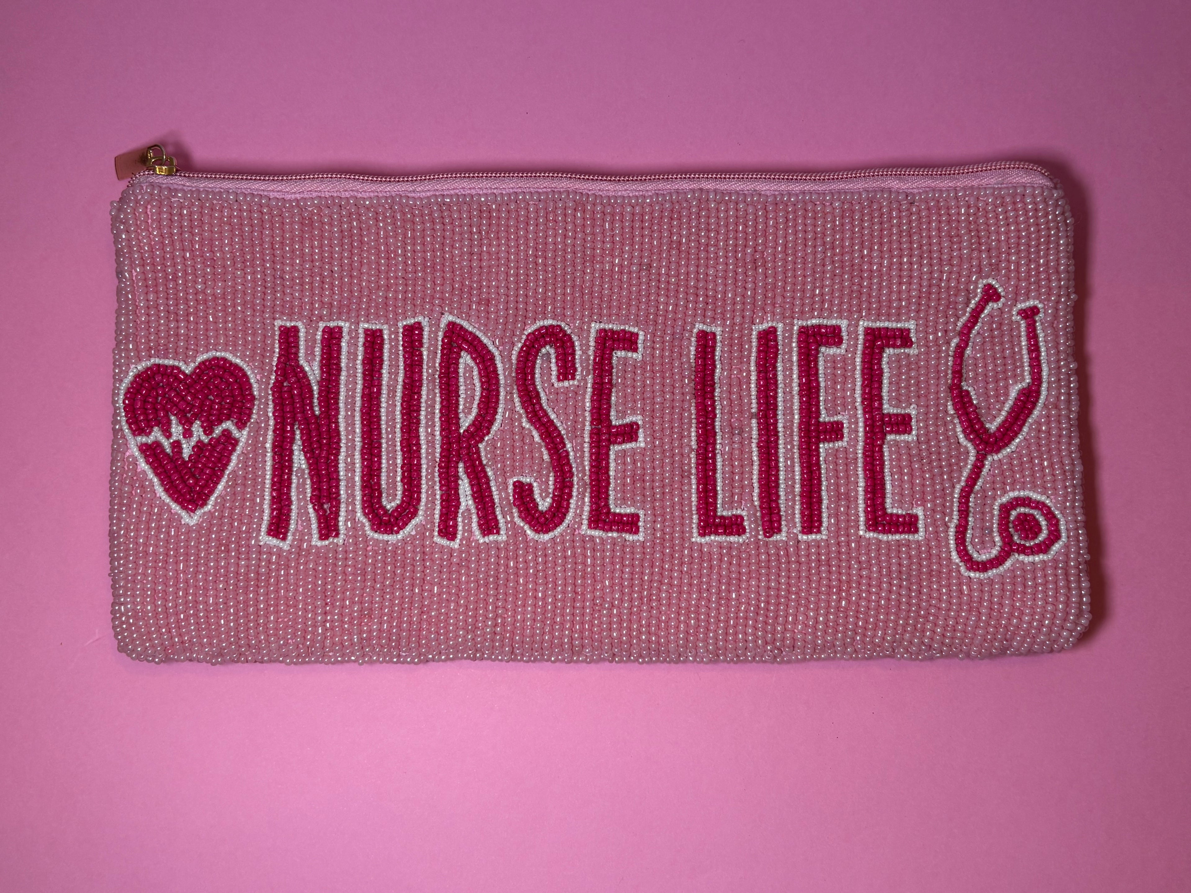 Nurse Life - Large Beaded Pouch