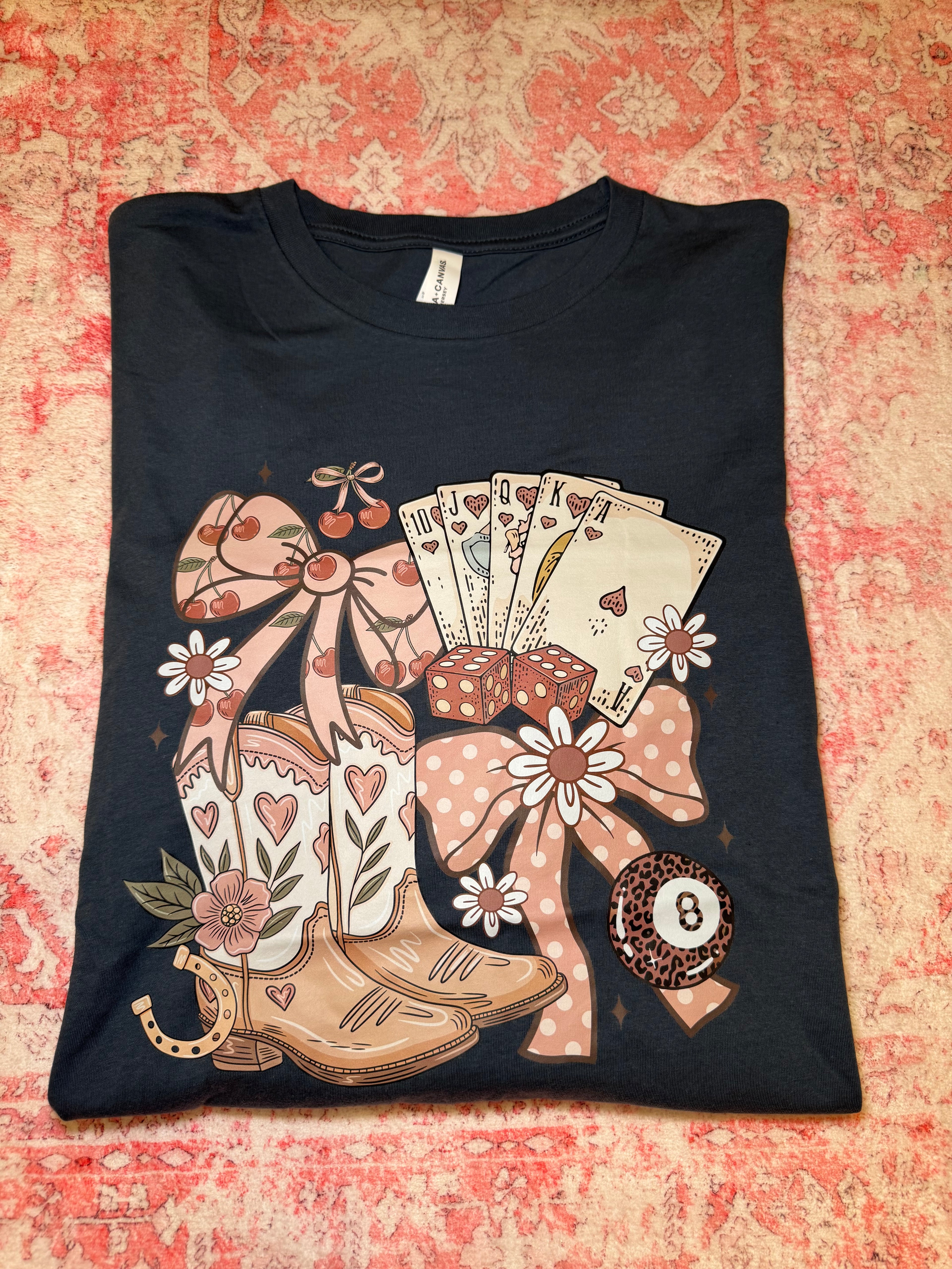 Pink Casino Cowgirl Graphic - Long Sleeve T-Shirt