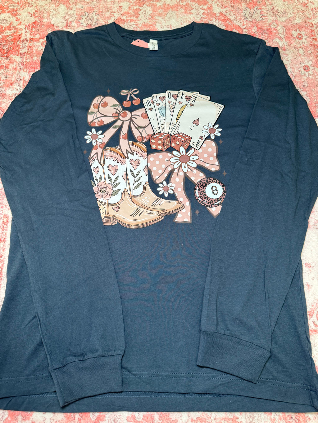 Pink Casino Cowgirl Graphic - Long Sleeve T-Shirt