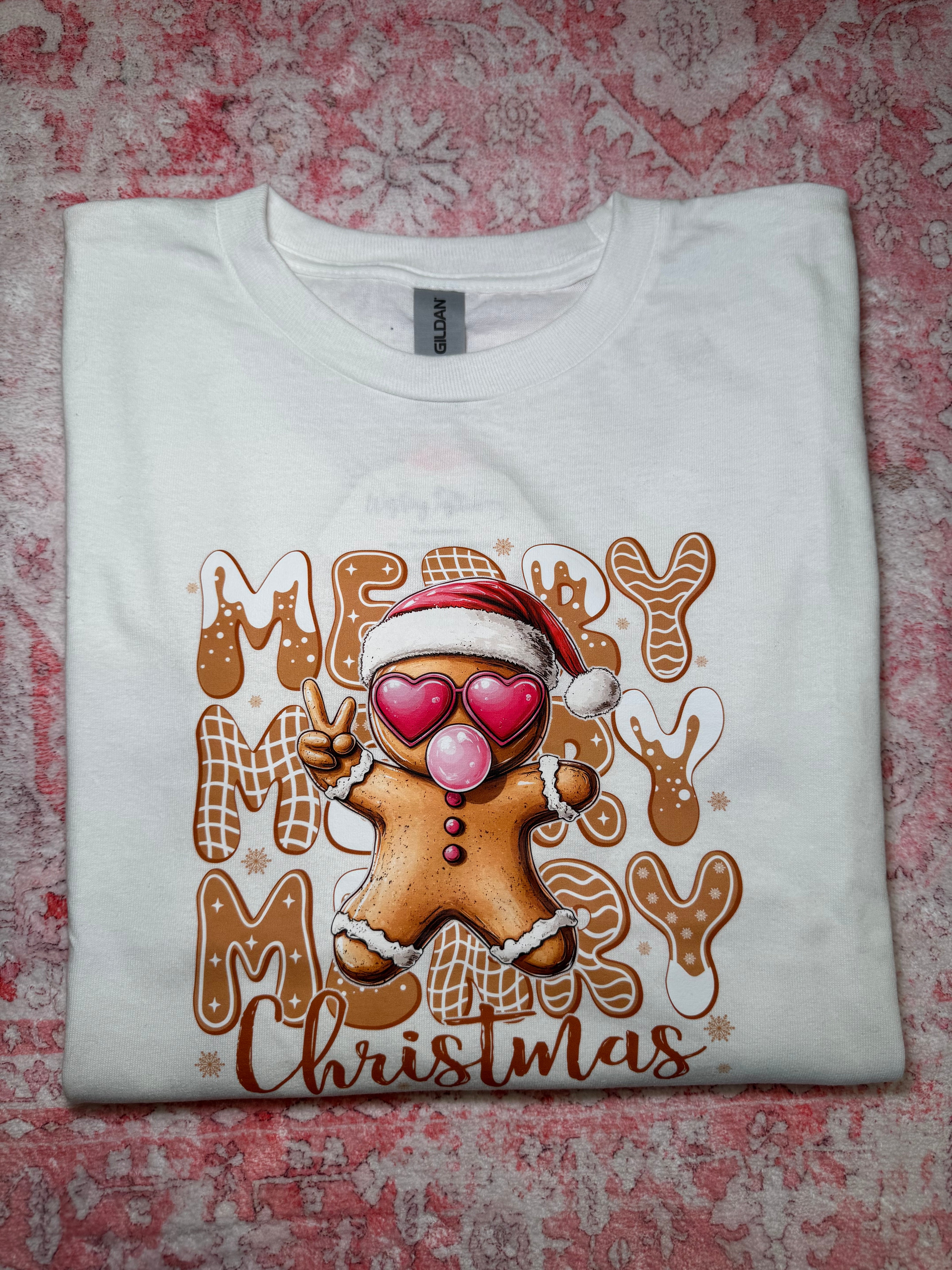 Youth Merry Merry Merry Christmas Gingerbread - Long Sleeve T-Shirt