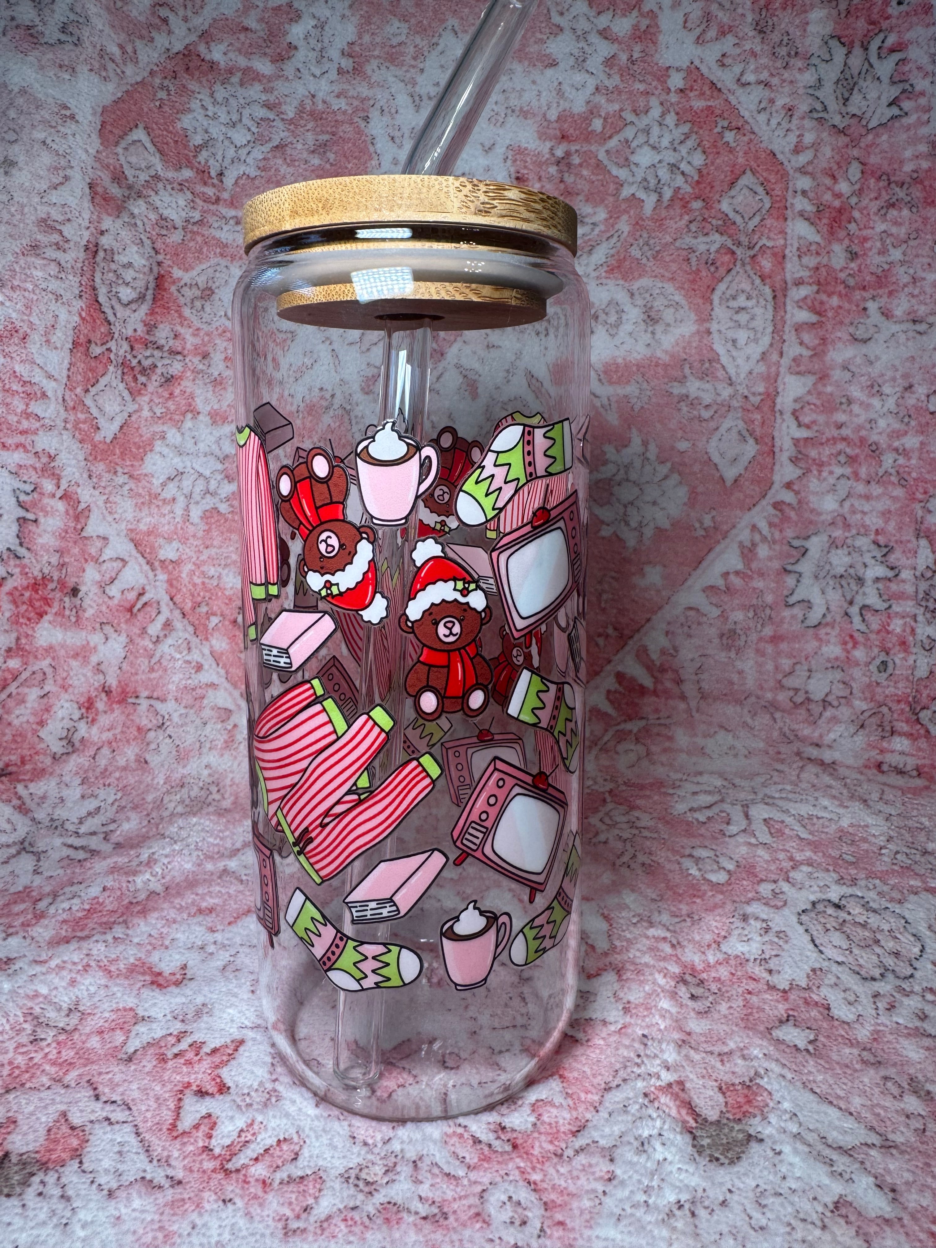Christmas PJs- 20 oz Glass Can