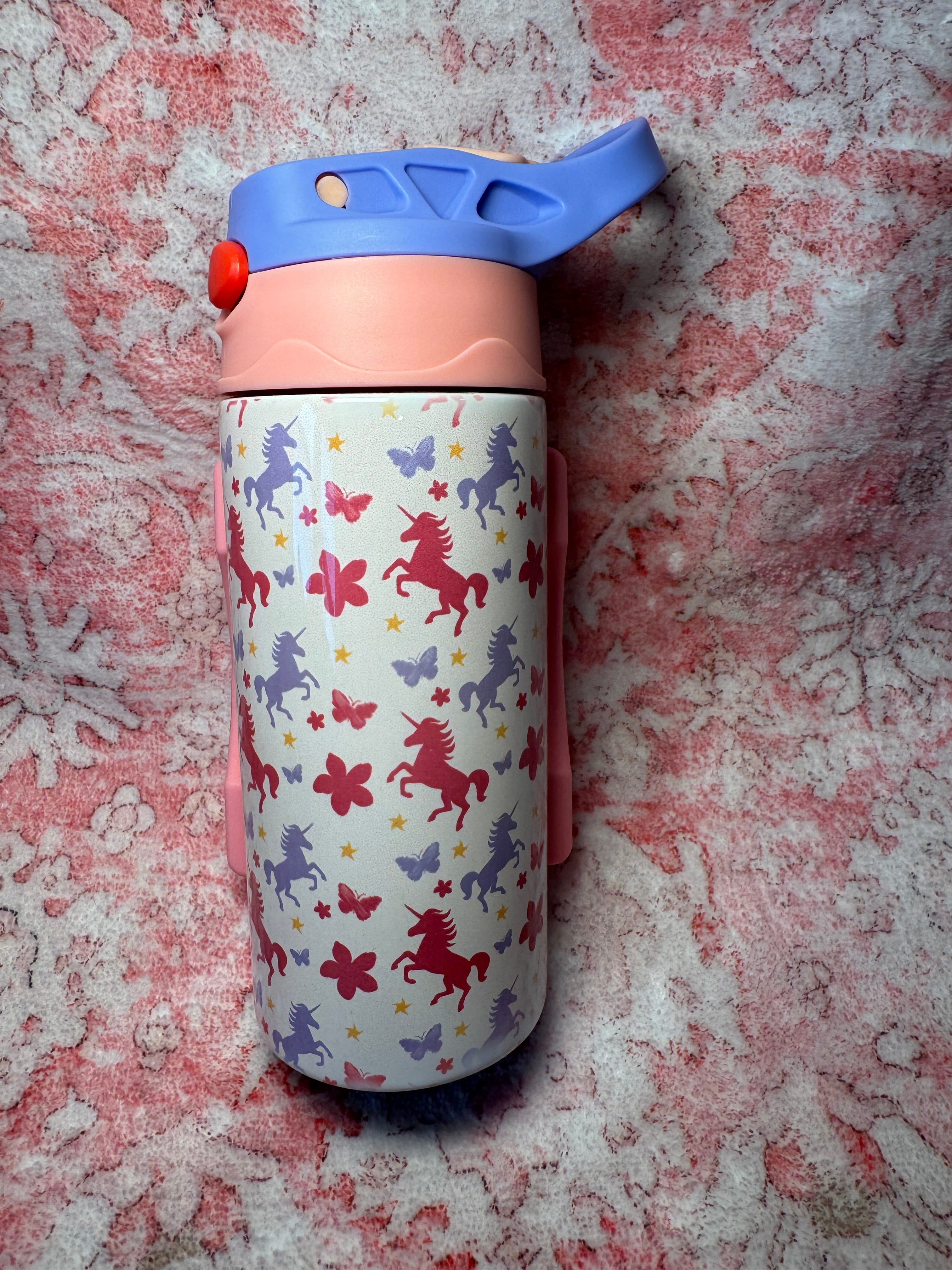 Unicorns Flowers Butterflies - Kids Metal Tumbler