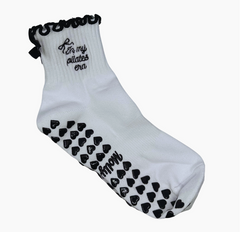 Molly Grace - In My Pilates Era Black and White Bow Grip Sock
