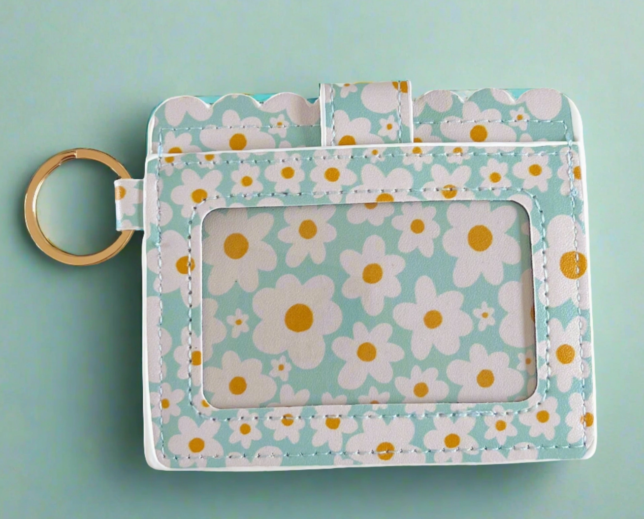 Blue Daisy Keychain Wallet