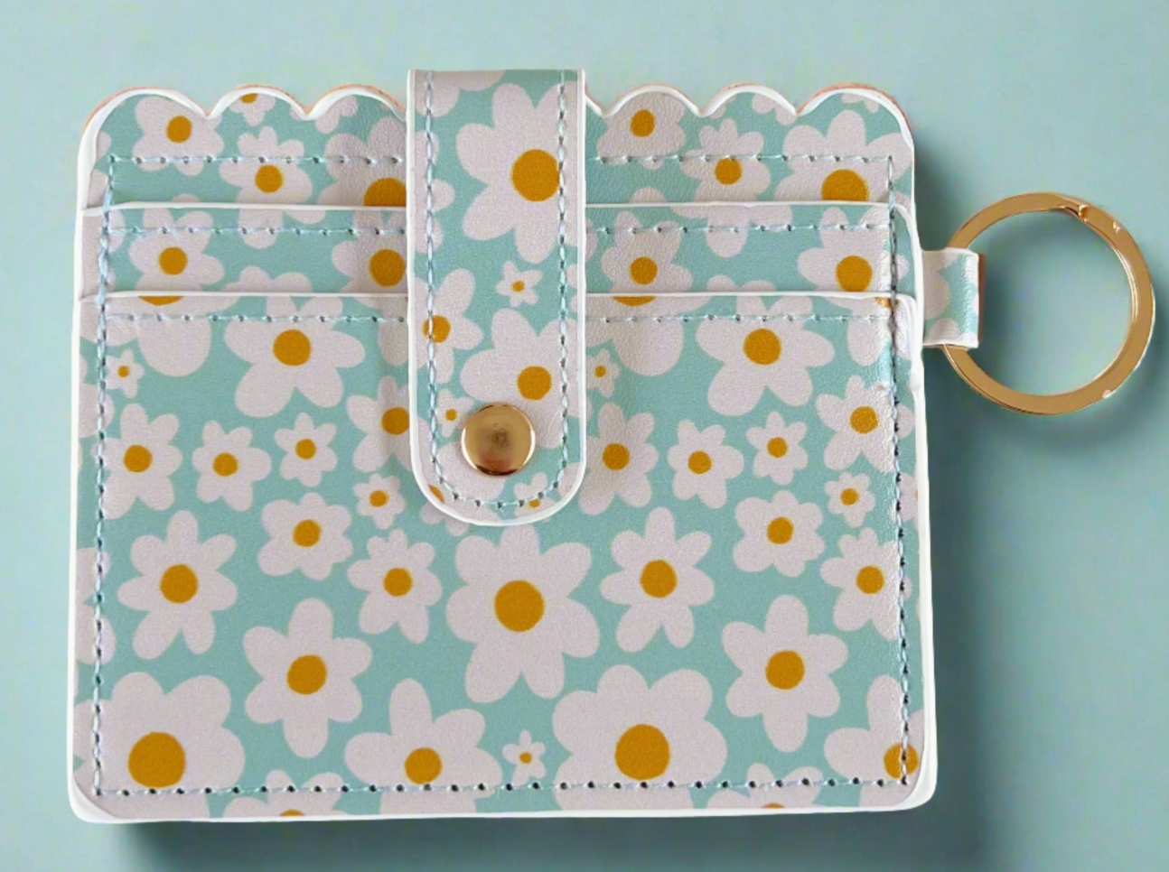 Blue Daisy Keychain Wallet