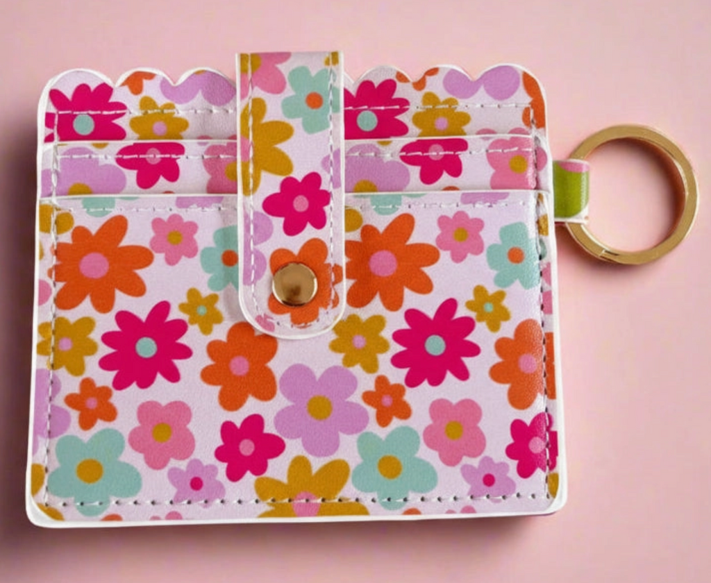 Retro Florals Keychain Wallet